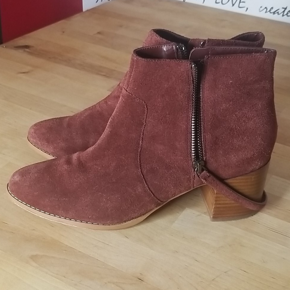 Sole society burgundy cow suede bootie 11